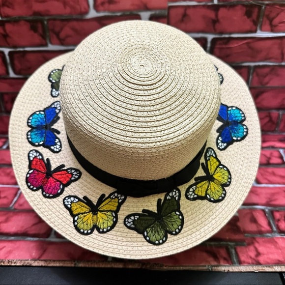 Butterfly Embroidered Women\'s Straw Hat main image 8